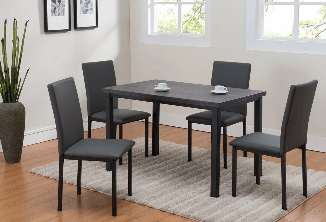 Crown Mark Orlo Gray And Black Dining Set