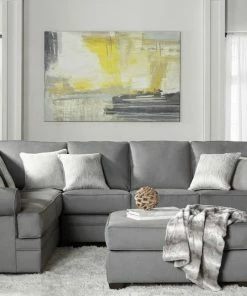 Hughes Furniture Serta Pea Fog Green Sectional Sectionals