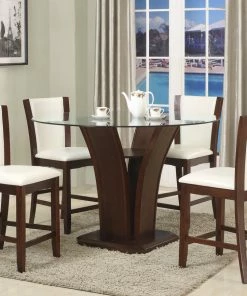 Crown Mark Camelia Round White Counter Dining Set