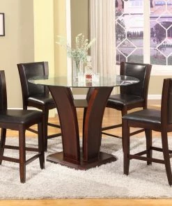 Crown Mark Camelia Round Espresso Counter Dining Set