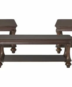 Hughes Furniture Brown Turned Leg Coffee Table Set Coffee Table Sets
