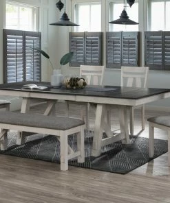 Crown Mark Farmhouse Chalk White And Gray Dining Set