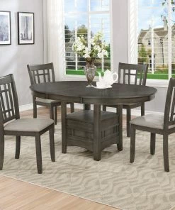 Crown Mark Charcoal Gray Pedestal Dining Set