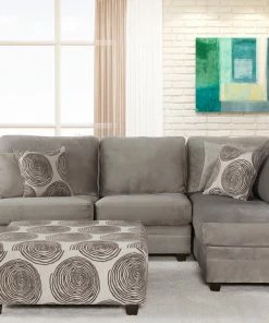Minhas Sectionals Olympian Silver Chaise Sectional
