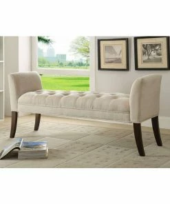 Coast To Coast Furniture Cream And Black Accent Bench