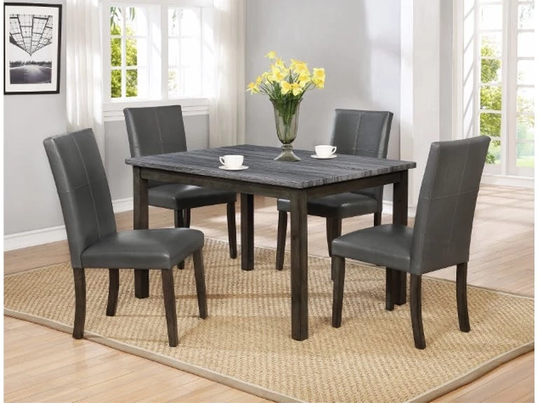 Crown Mark Pompei Gray Marble Dining Set