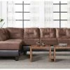 Hughes Furniture Sectionals Walnut Brown Chaise Sectional