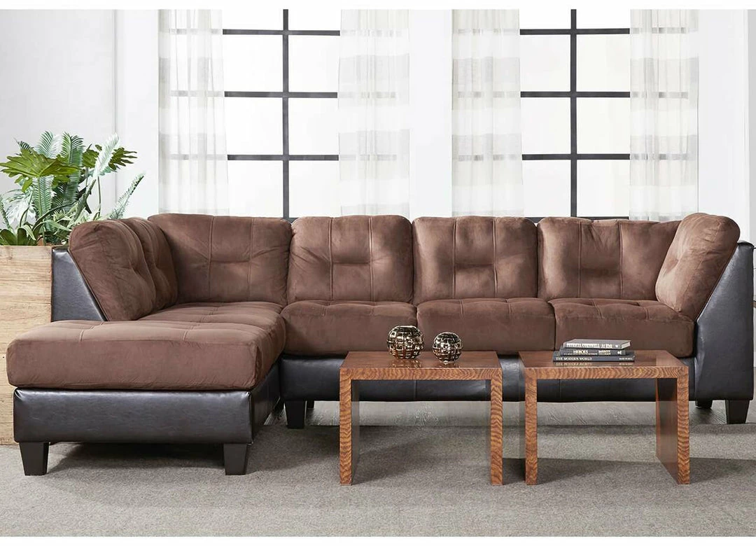 Hughes Furniture Sectionals Walnut Brown Chaise Sectional