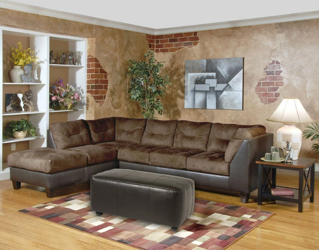 Hughes Furniture Sectionals Walnut Brown Chaise Sectional