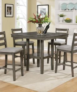 Crown Mark Tahoe Gray Counter Dining Set