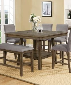 Crown Mark Manning Lazy Susan Grey Counter Dining Set