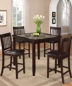Crown Mark Checkerboard Marble Counter Height Dining Set
