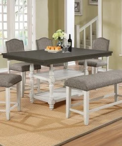 Crown Mark Clover Gray & White Counter Height Dining Set