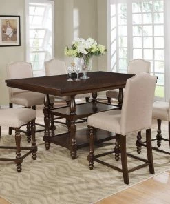 Crown Mark Langley Taupe Counter Height Dining Set