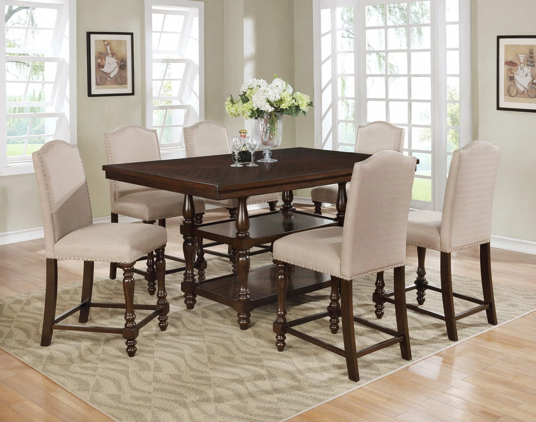 Crown Mark Langley Taupe Counter Height Dining Set