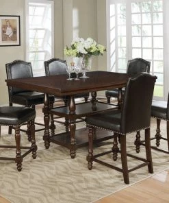 Crown Mark Langley Cherry Counter Height Dining Set