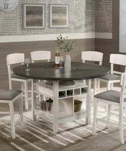 Crown Mark Chalk White Drop Leaf Counter Height Dining Set