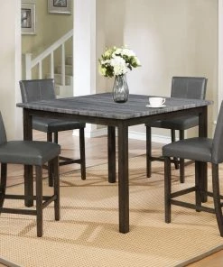 Crown Mark Pompei Gray Marble Counter Height Dining Set