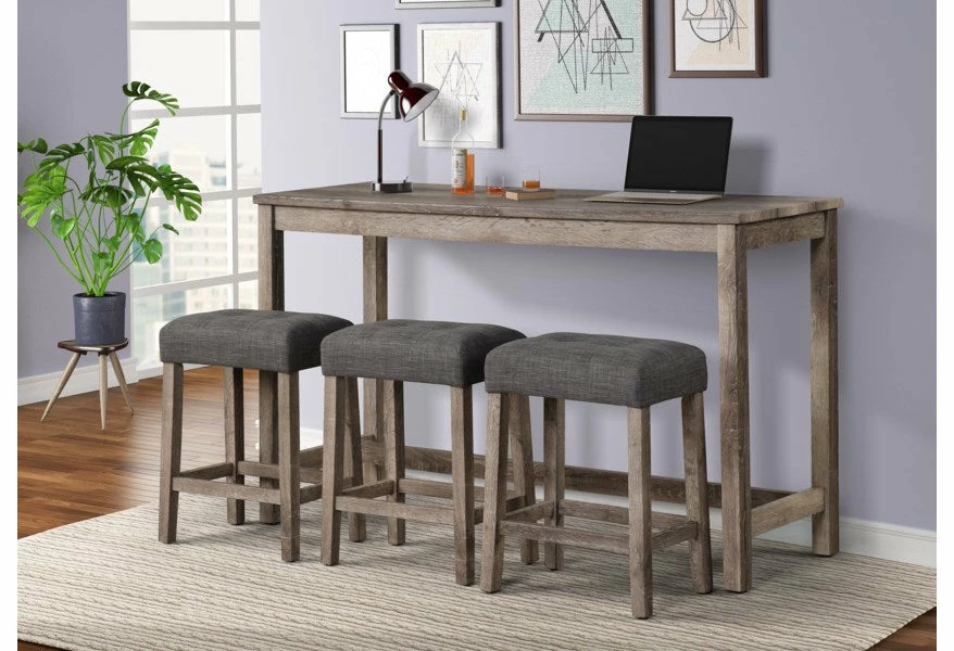 Crown Mark USB Bar Table With Three Barstools Dining