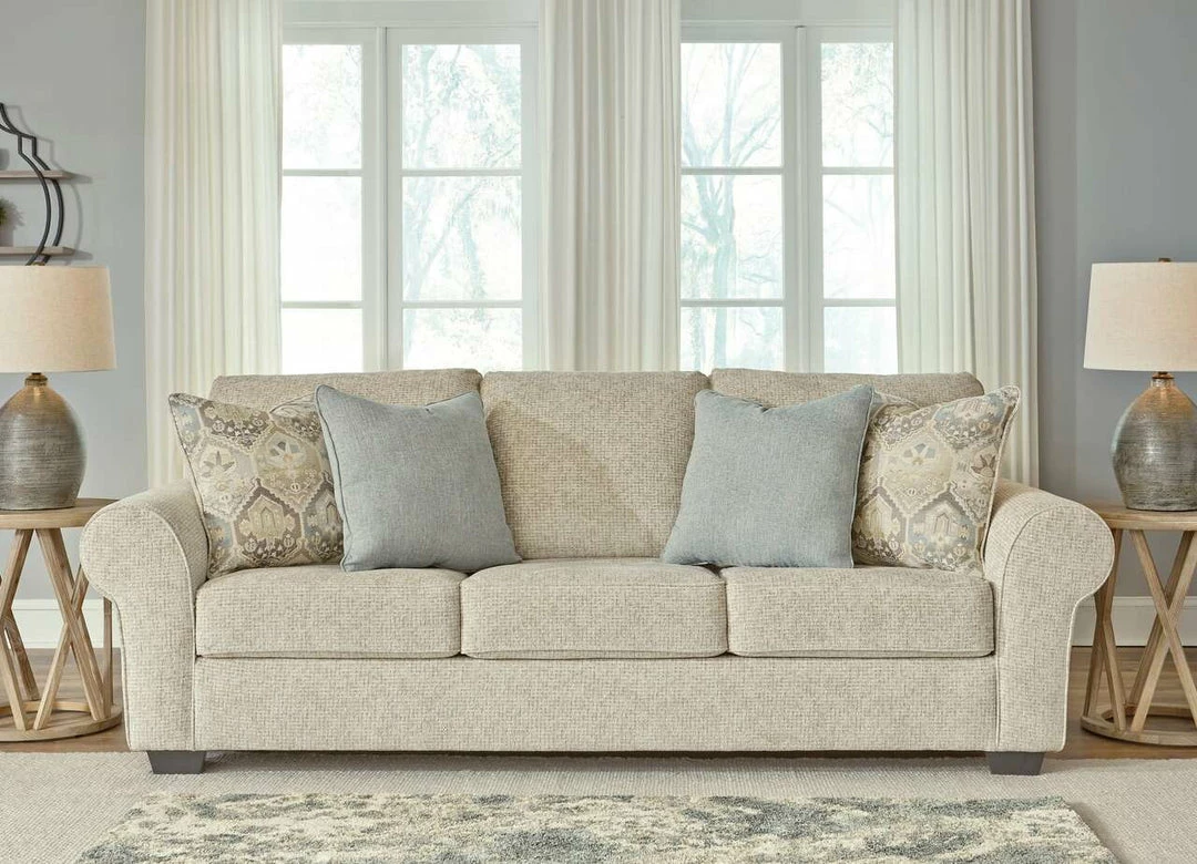 Ashley Furniture Sofa Sets - Stationary Easy Breezy Ivory And Soft Blue Sofa And Loveseat