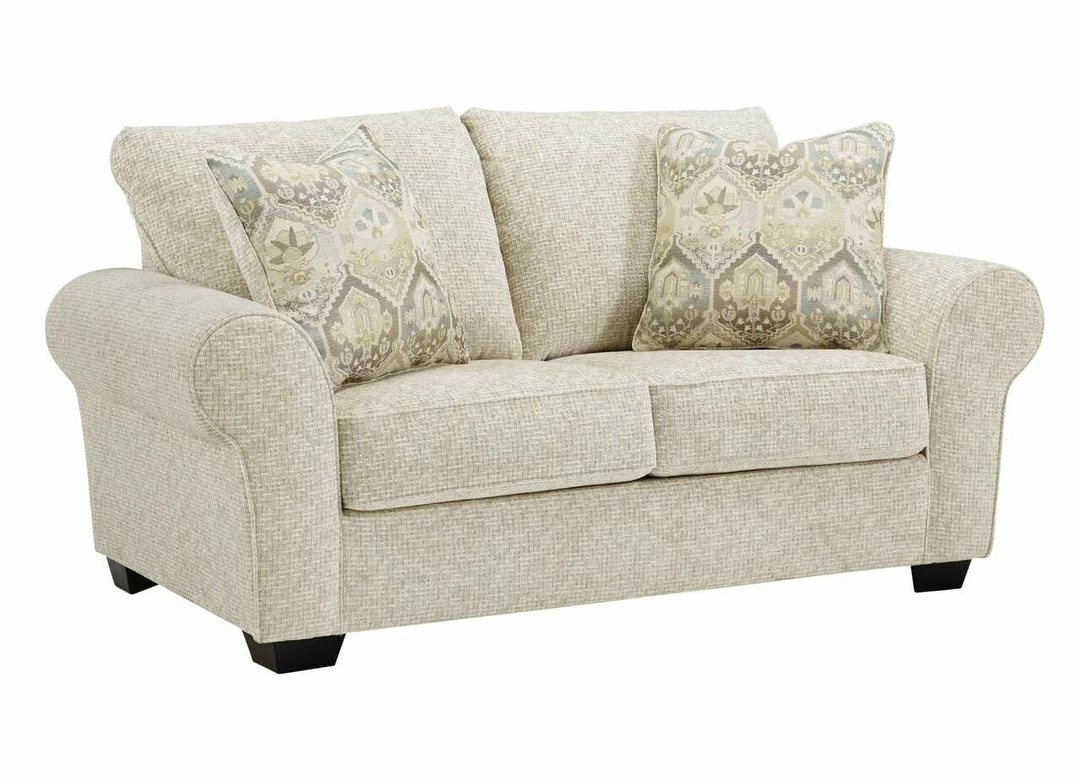 Ashley Furniture Sofa Sets - Stationary Easy Breezy Ivory And Soft Blue Sofa And Loveseat