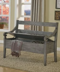 Crown Mark Accent Chairs Kennedy Grey Storage Bench