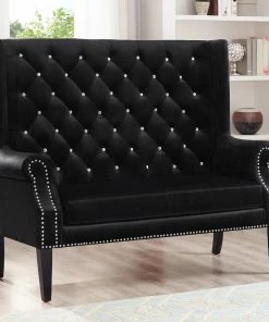 Crown Mark Odina Black Tufted Accent Loveseat Accent Chairs
