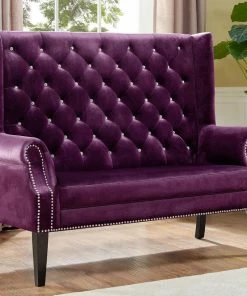 Crown Mark Odina Purple Tufted Accent Loveseat Accent Chairs