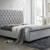 Crown Mark Headboards & Beds Tufted Gray Sleigh Upholstered Bed