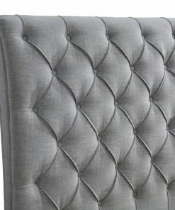 Crown Mark Headboards & Beds Tufted Gray Sleigh Upholstered Bed