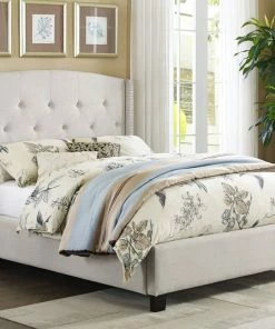 Crown Mark Eva Ivory Platform Bed Headboards & Beds
