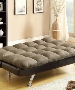 Crown Mark Espresso Two Tone Futon Sofa