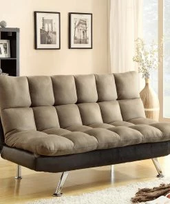 Crown Mark Espresso Two Tone Futon Sofa
