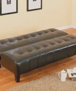 Crown Mark Espresso Tufted Futon Sofa Futons & Daybeds