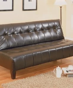 Crown Mark Espresso Tufted Futon Sofa Futons & Daybeds