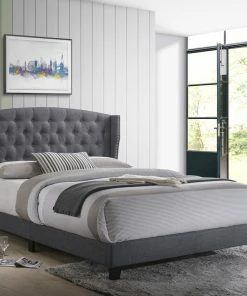 Crown Mark Rosemary Gray Platform Bed Headboards & Beds