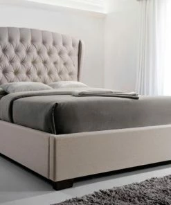 Crown Mark Kaitlyn Taupe Tufted Platform Bed Headboards & Beds