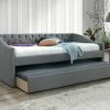 Crown Mark Futons & Daybeds Loretta Gray Tufted Trundle Daybed