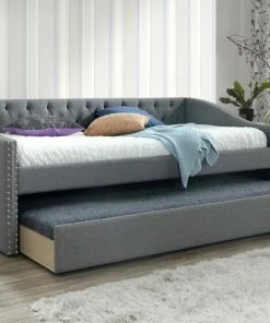 Crown Mark Futons & Daybeds Loretta Gray Tufted Trundle Daybed
