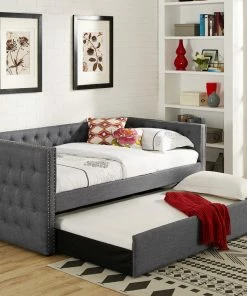 Crown Mark Trina Gray Tufted Daybed