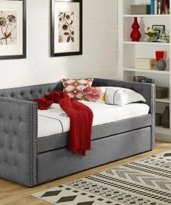 Crown Mark Trina Gray Tufted Daybed