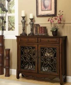 Coast To Coast Furniture Hollin Brown & Bronze Metal Cupboard Accent Chests