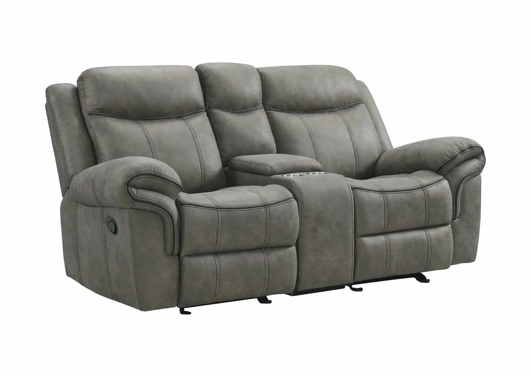 Lane Home Furnishings Sofa Sets - Reclining Stone Gray Power USB Reclining Sofa And Loveseat
