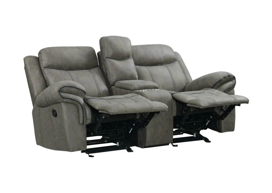 Lane Home Furnishings Sofa Sets - Reclining Stone Gray Power USB Reclining Sofa And Loveseat