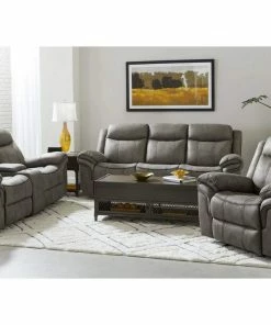 Lane Home Furnishings Sofa Sets - Reclining Stone Gray Power USB Reclining Sofa And Loveseat