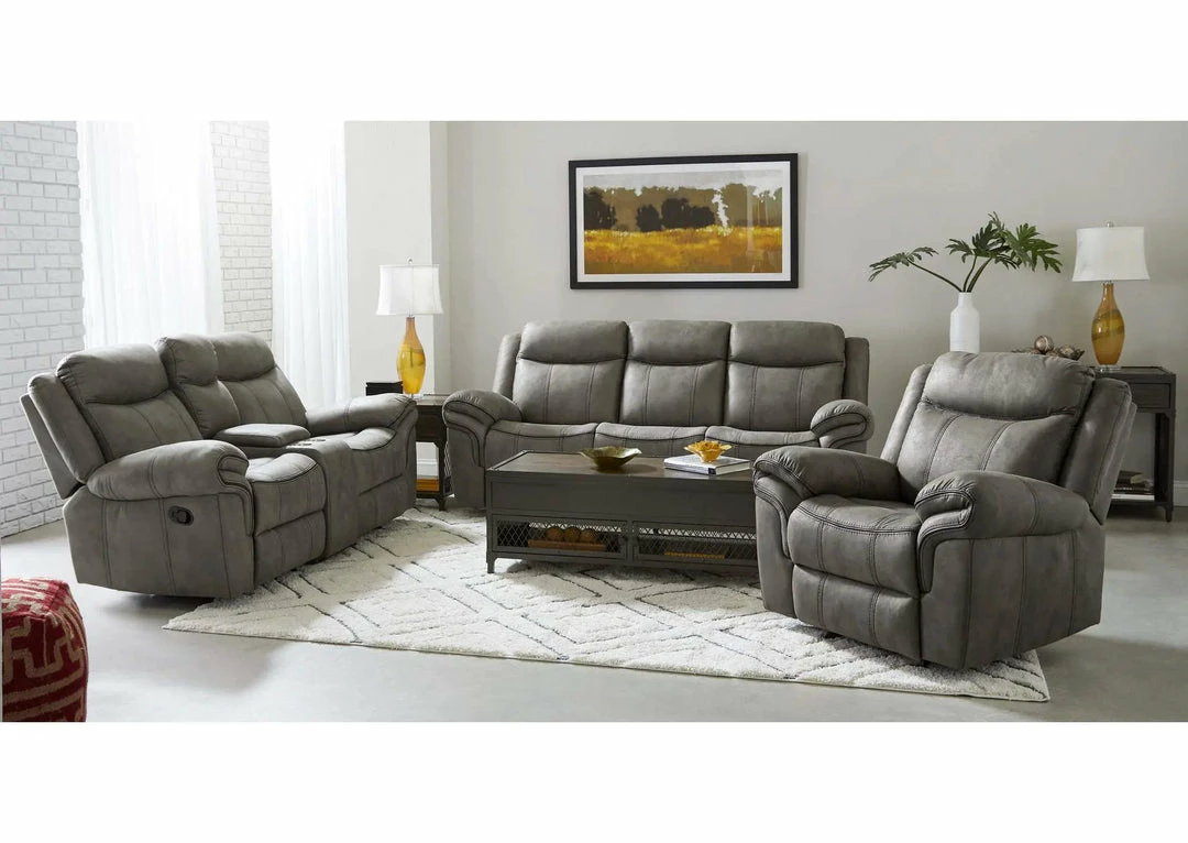Lane Home Furnishings Sofa Sets - Reclining Stone Gray Power USB Reclining Sofa And Loveseat
