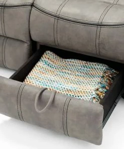 Lane Home Furnishings Sofa Sets - Reclining Stone Gray Power USB Reclining Sofa And Loveseat