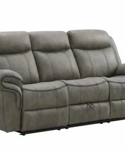 Lane Home Furnishings Sofa Sets - Reclining Stone Gray Power USB Reclining Sofa And Loveseat