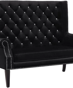 Crown Mark Odina Black Tufted Accent Loveseat Accent Chairs