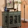 Coast To Coast Furniture Teal & Gray Metal Scroll Cupboard